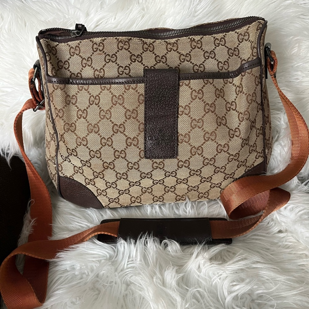 Gucci Brown and Tan Men's Shoulder Bag